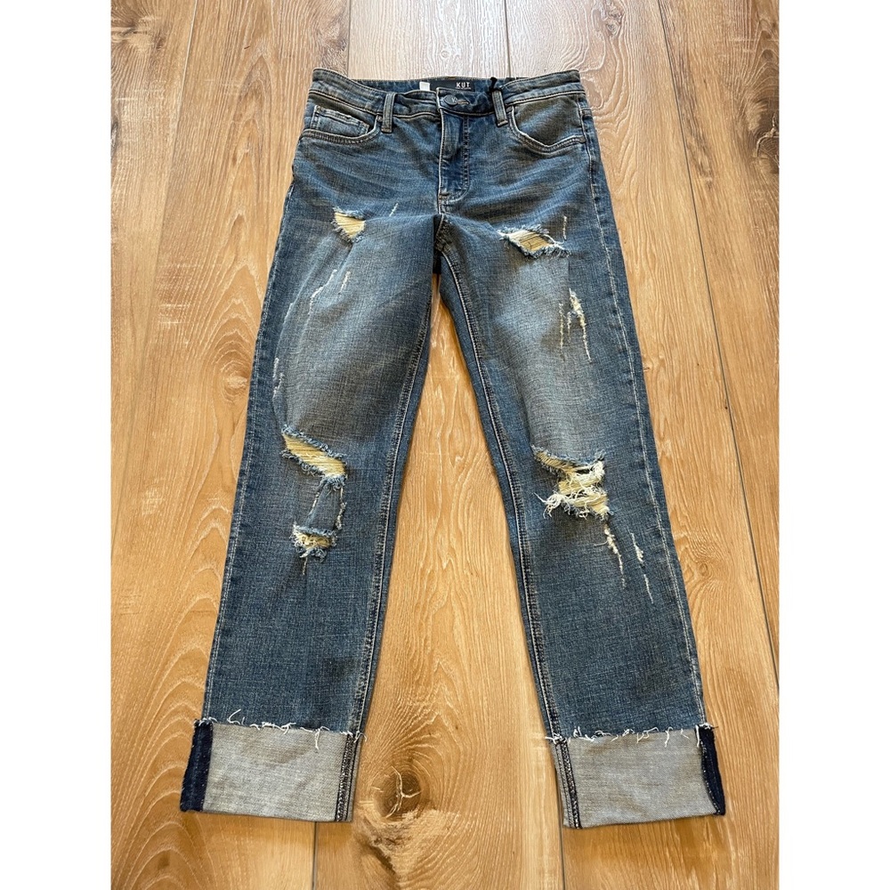 Kut From The Kloth High Rise Catherine Fab Ab Boyfriend Distressed Jeans